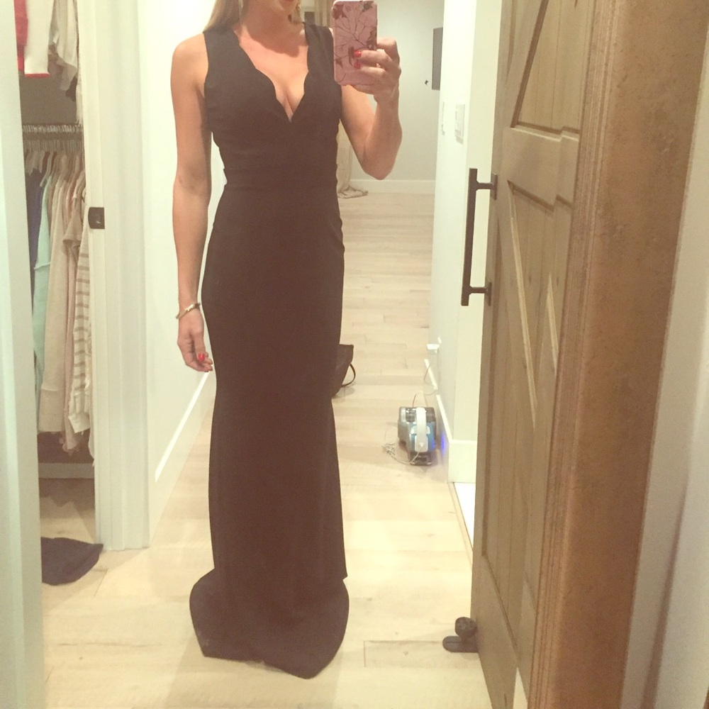 Long black low cut gown